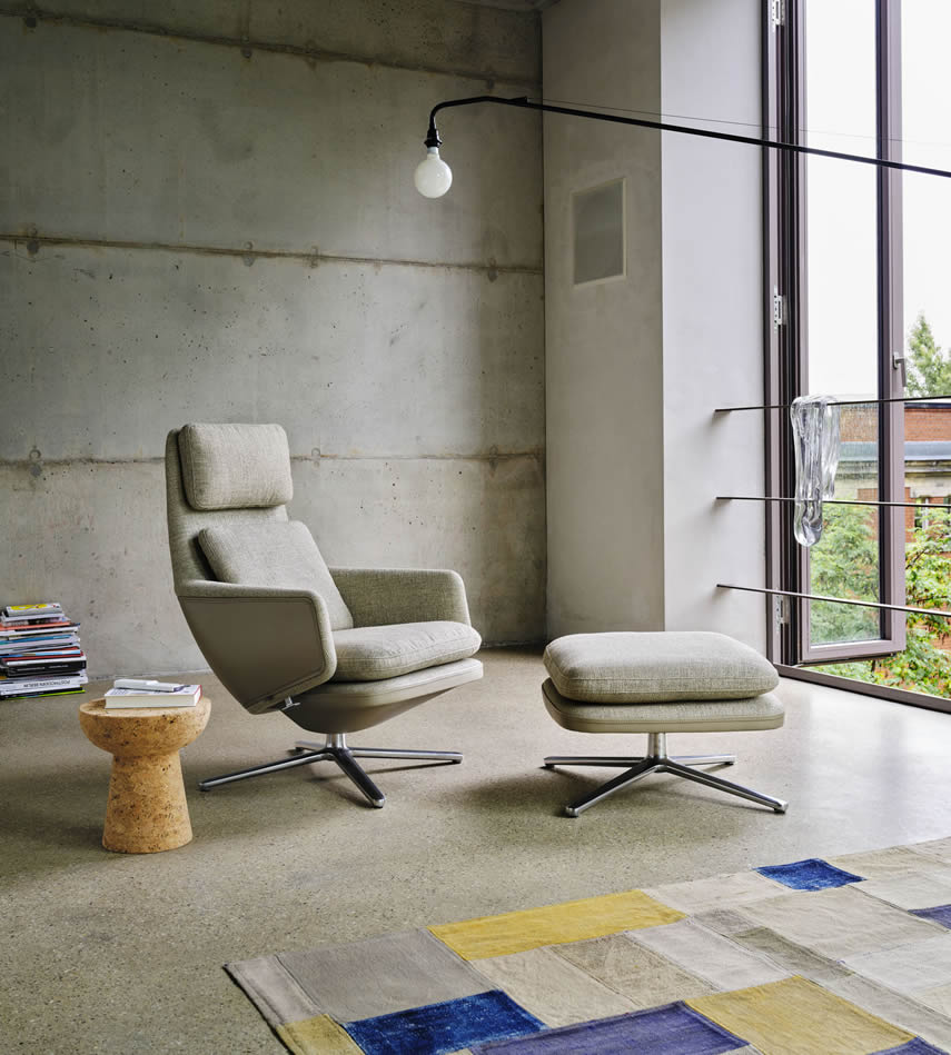 Grand Relax Sessel Stoff mit Leder Forte Dekor