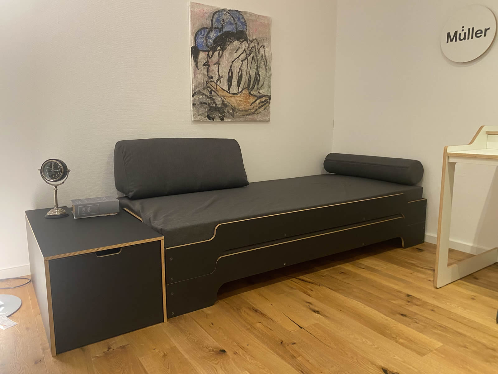 Doppel Stapelliege Klassik mit Matratze und Lattenrost und Bettkasten Ausstellungsstück