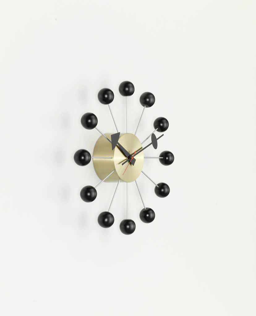 Ball Clock schwarz/Messing
