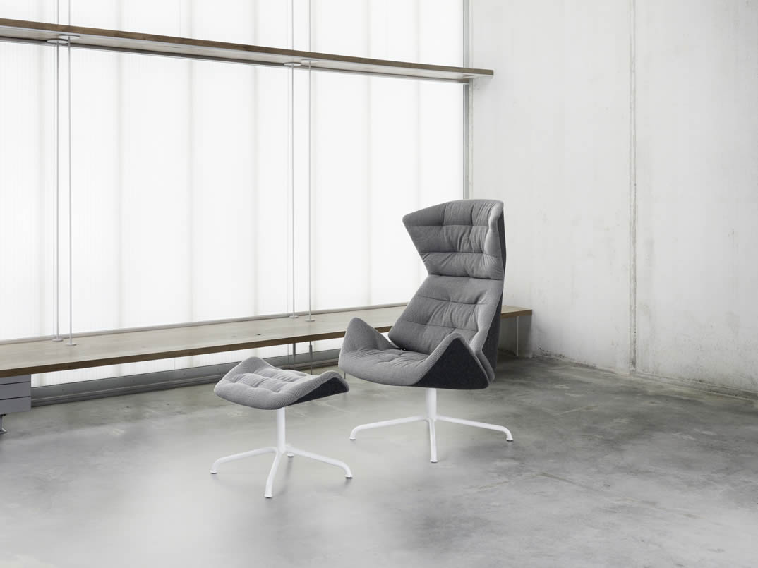 Lounge Sessel 808 "Grey" mit Hocker