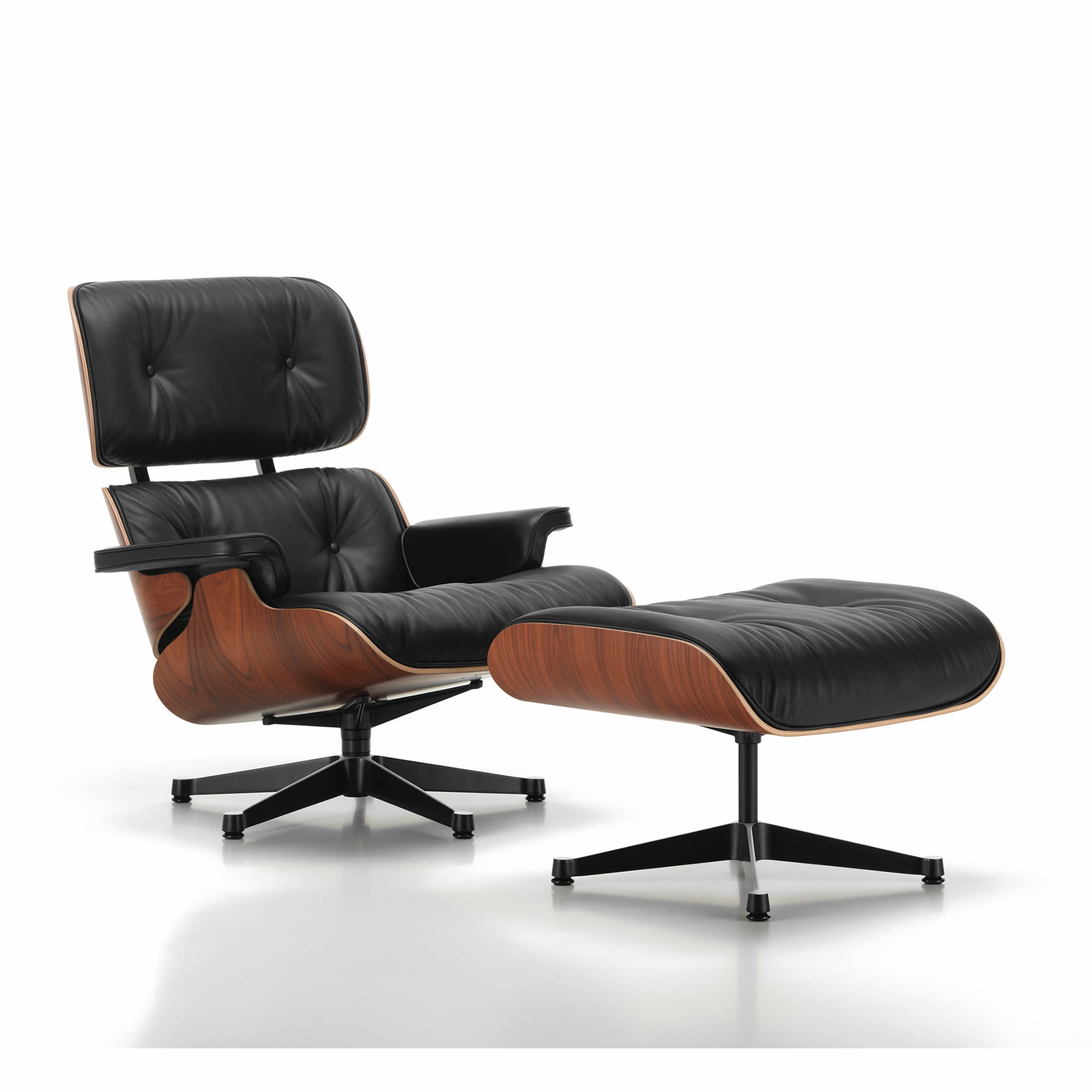 Eames Lounge Chair mit Ottoman Santos Palisander Premium F Leder