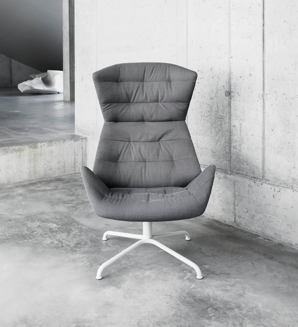 Lounge Sessel 808 "Grey" mit Hocker