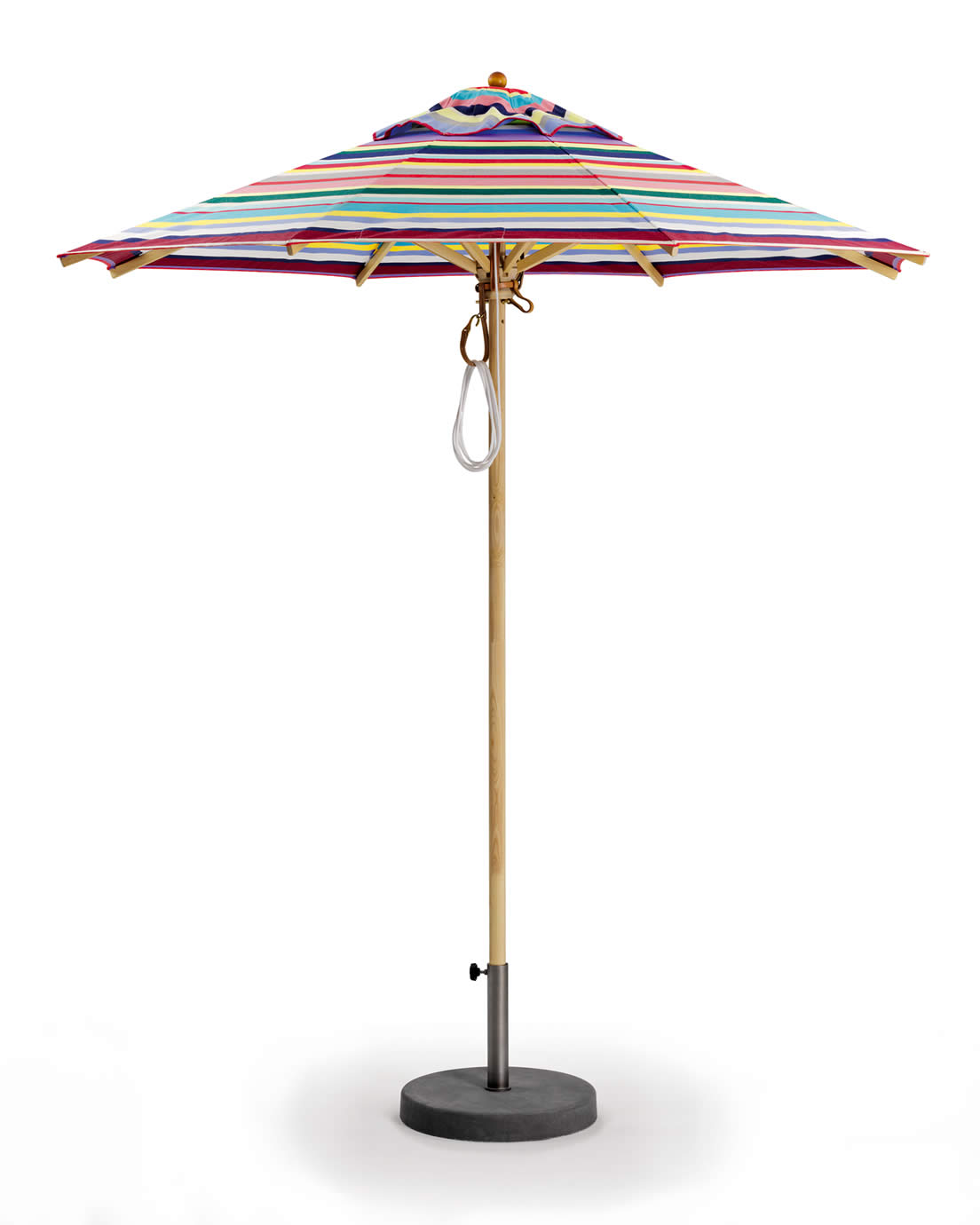Klassiker Sonnenschirm mit Flaschenzug und Bodenplatte
