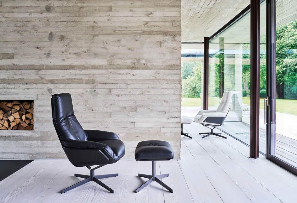 Daron Sessel mit Hocker Nubukleder Java vulcano