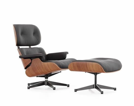 Lounge Chair mit Ottoman Leder Premium F