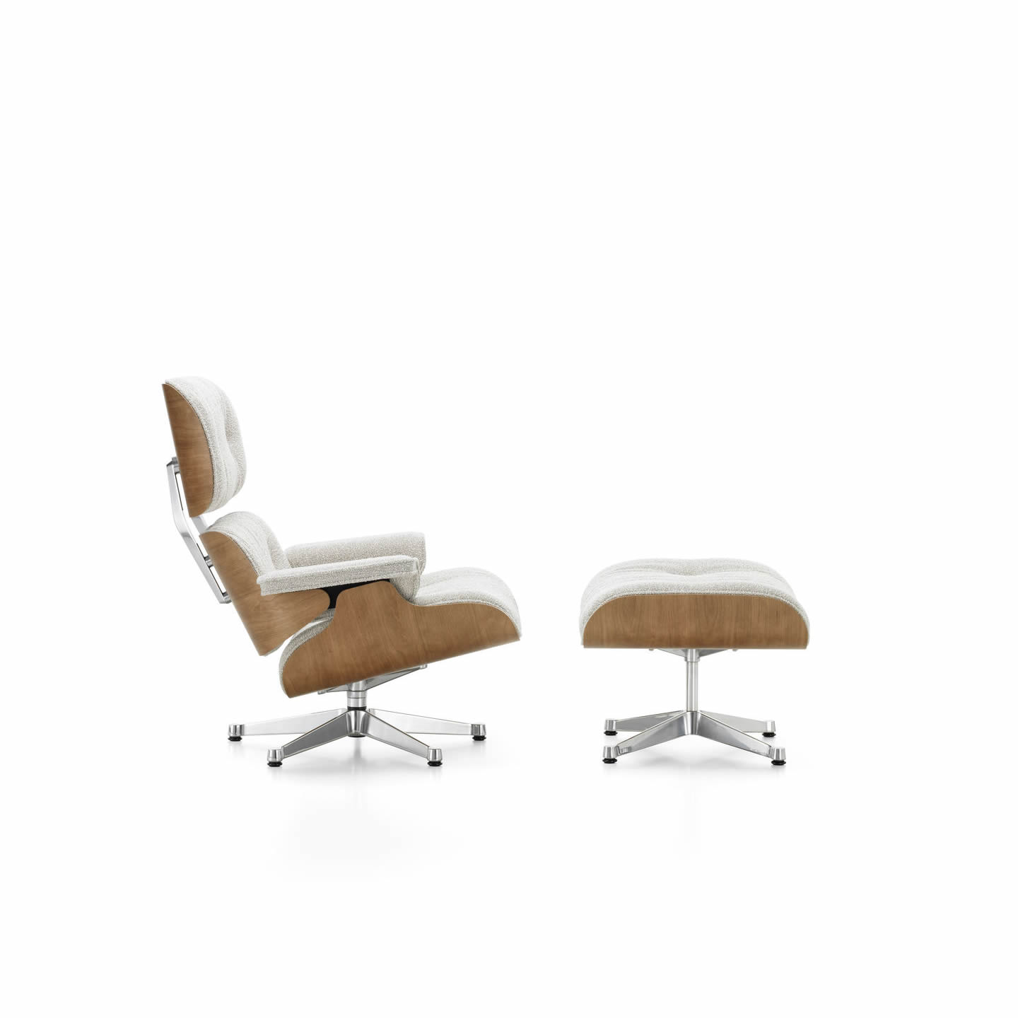 Eames Lounge Chair mit Ottoman Kirschbaum Stoff Nubia