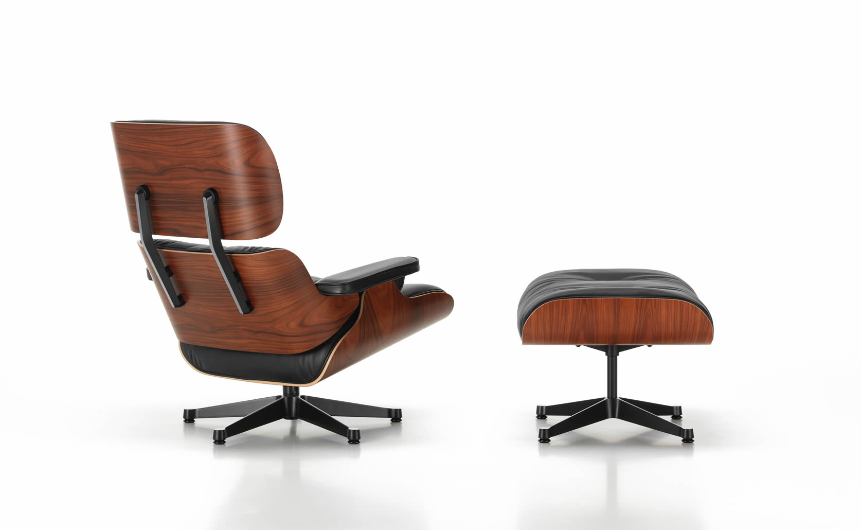 Eames Lounge Chair mit Ottoman Santos Palisander Premium F Leder