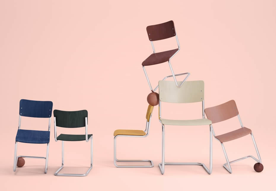 S 43 Kinderstuhl farbig gebeizt