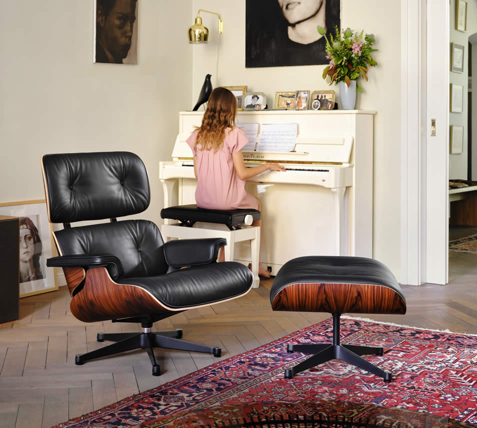 Lounge Chair mit Ottoman Leder Premium F