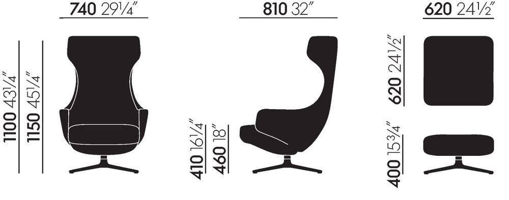 Grand Repos mit Ottoman Leder Premium F