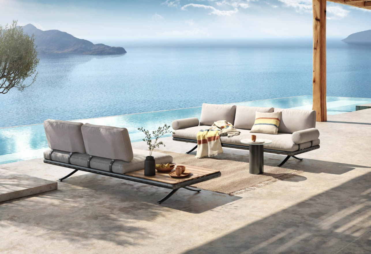 Yoko Sofa mit Teak-Ablage