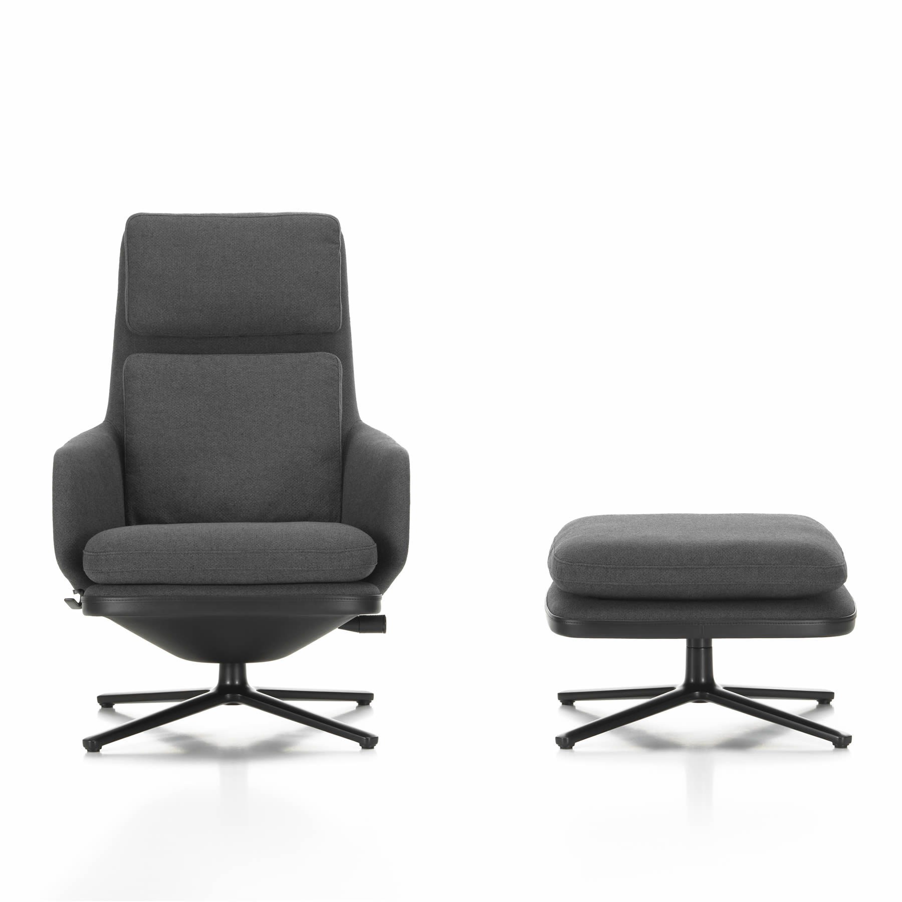 Grand Relax Sessel mit Ottoman in Dumet carbon Leder Forte Dekor nero